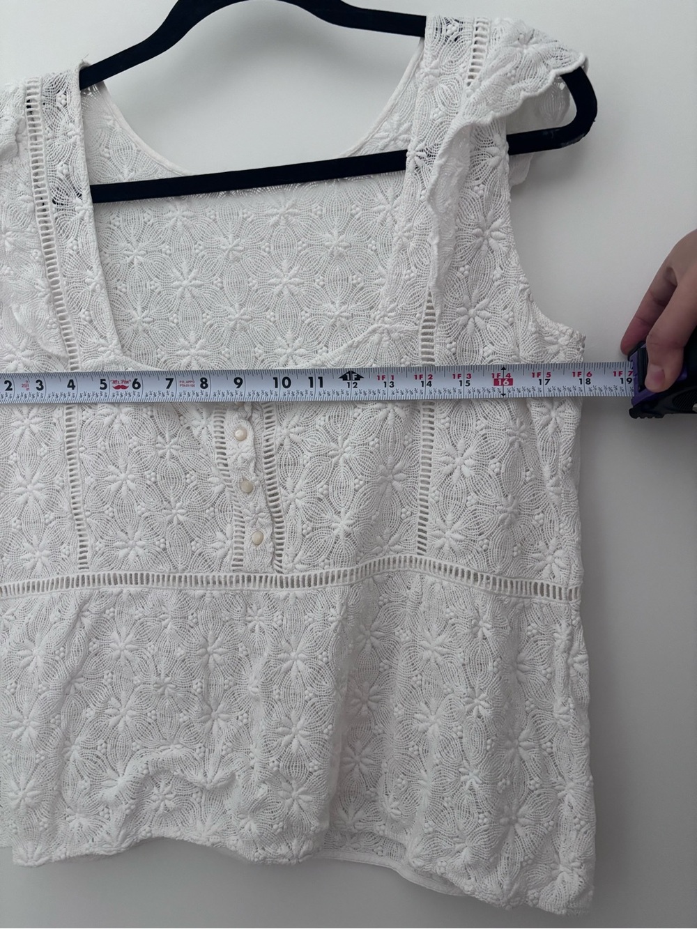 Sezane White Floral Eyelet Flutter-Sleeve Blouse - Picture 6 of 7